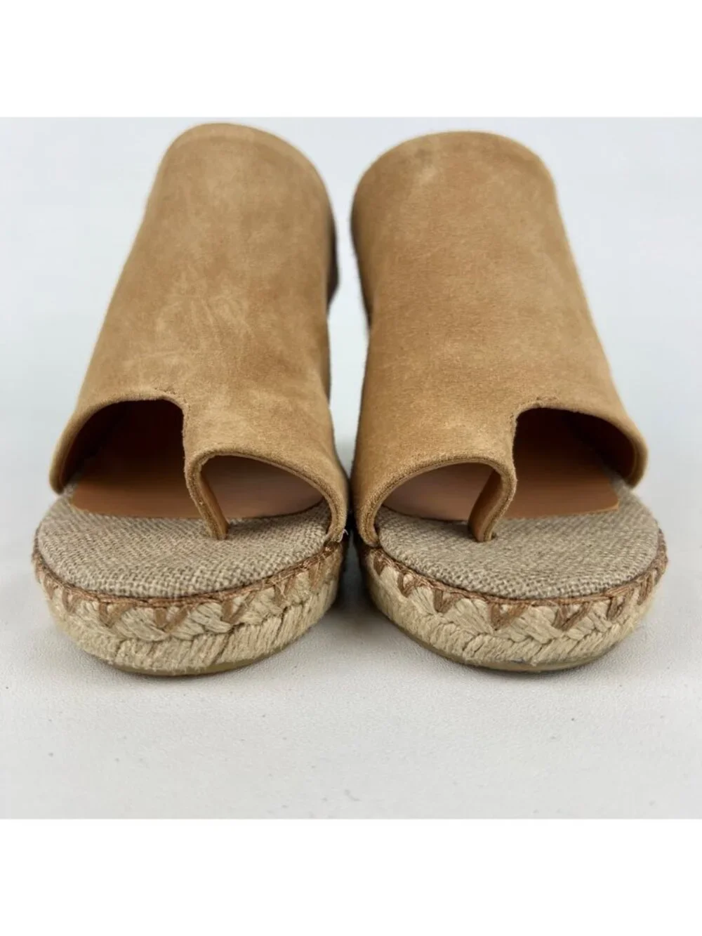 Vince Womens Sutherland Jute Wedge Sandals Brown Tan Suede Leather size 6M